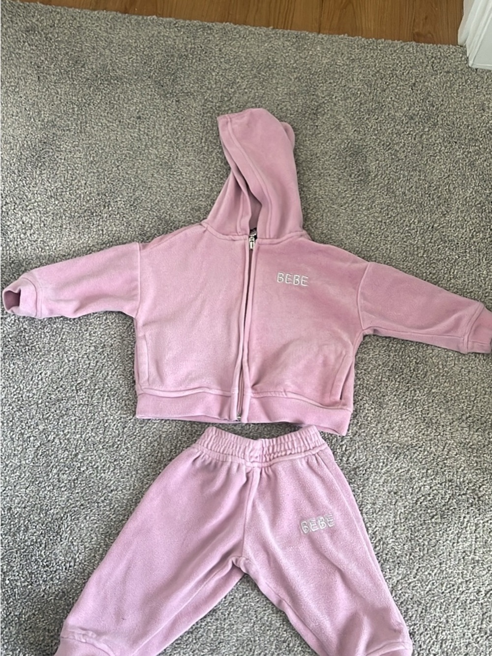bebe Light Pink Fleece Hoodie & Jogger Set